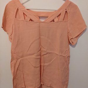 Peach short sleeve blouse